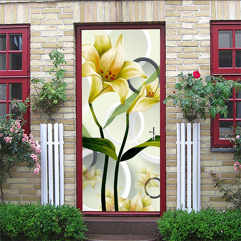 Manufacturer's professional customized lily 3D door paste size patterns