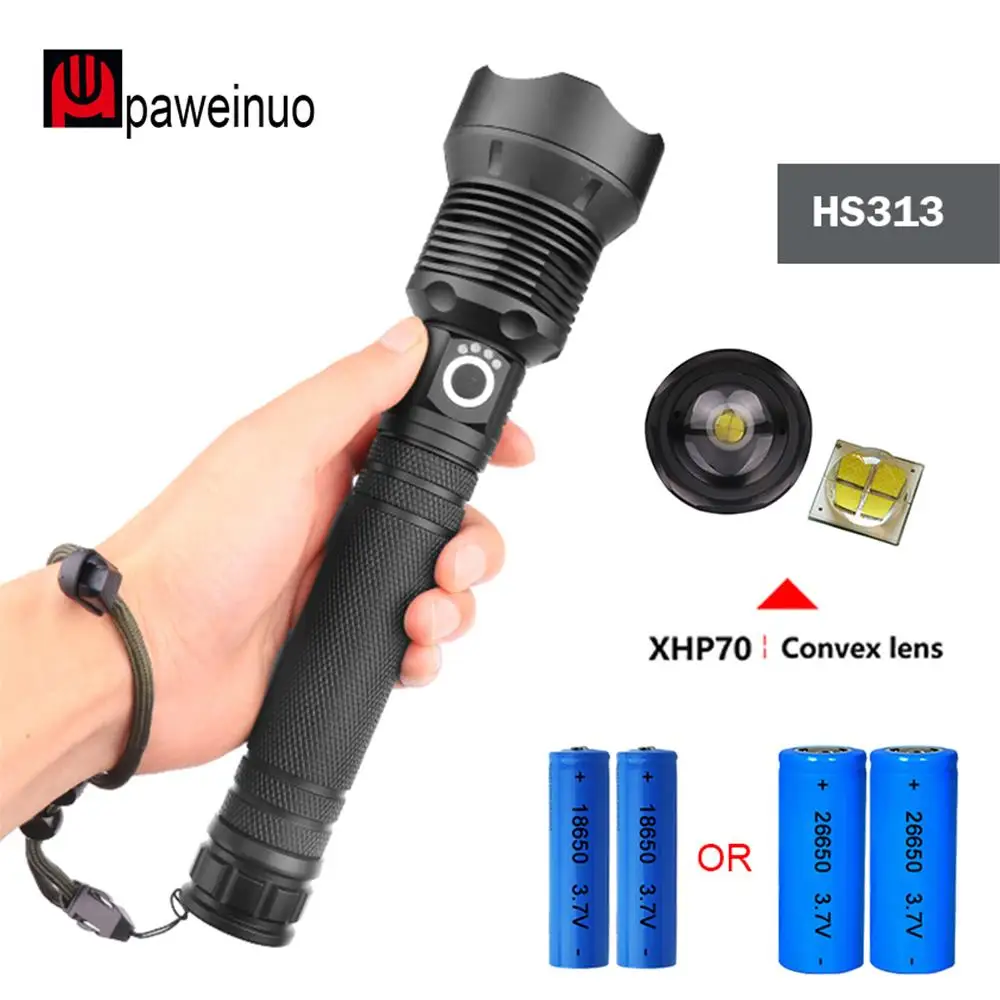 

100000lumens xhp70.2 ultra high power flashlight usb Zoom led torch lamp hunting xhp70 xhp50 18650 or 26650 Rechargeable battery