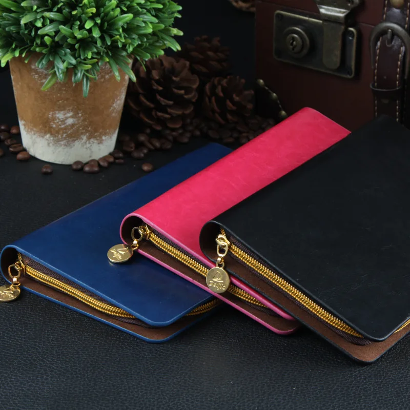 A5 Faux Leather Notebook Spiral Loose Leaf Zipper Personal Dairy