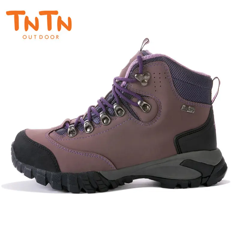 TNTNMen женские Треккинговые ботинки водонепроницаемые ковбойские треккинговые скалолазание спортивные горные Высокое качество открытый - Цвет: Black purple