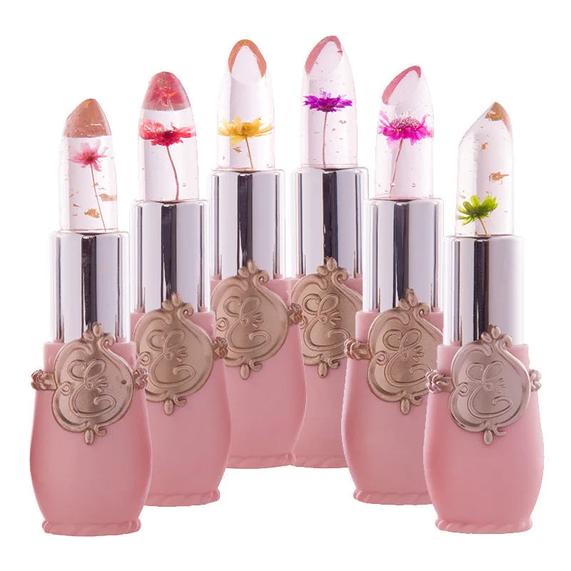 

6 Color Transparent Natural Red Lip Stick Temperature Color Change Waterproof Moisturizer Flower Jelly Lipsticks Makeup Lip balm