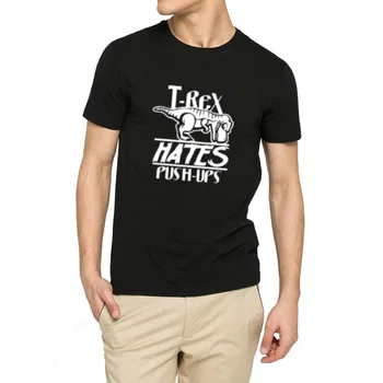 

Mens T-Rex Hates Pushups Funny T-Shirts Men Tee