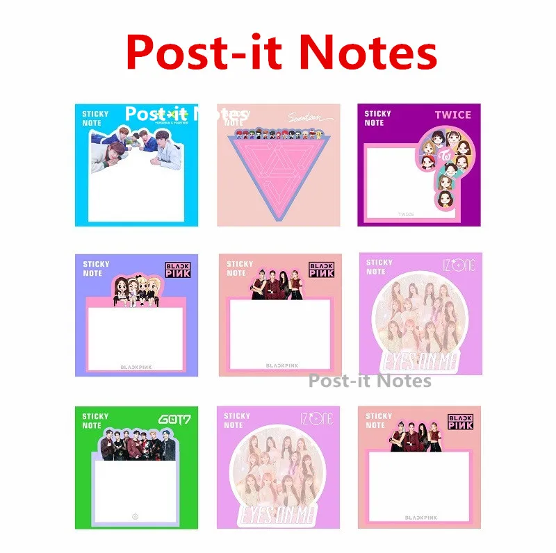 KPOP Blackpink Got7 Twice TXT IZONE SEVENTEEN Post-it Notes Post 30 страниц Sticky Note отправить сообщение-pad вентиляторы подарочные бирки оптом