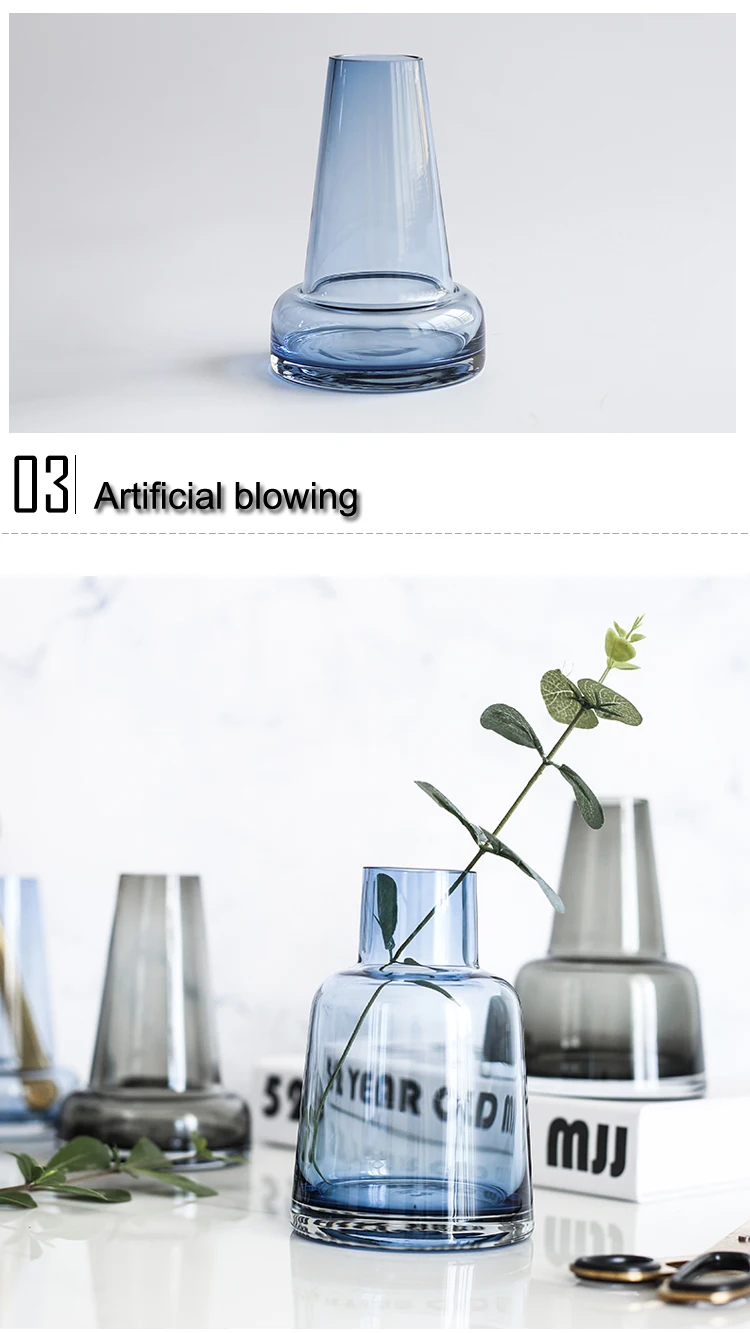 Европа стеклянная ваза Маяк серый/синий стеклянный контейнер маленькие цветочные вазы Свадебные украшения дома бутылка горшок
