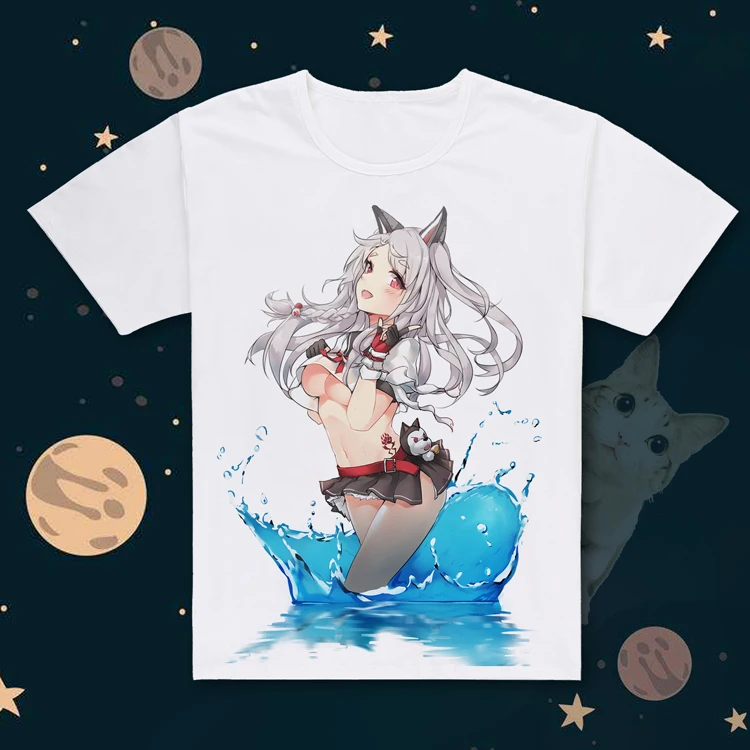 

2019 New Arrival HOLRAN T-shirt Azur Lane yuudachi Tees O-neck short sleeves Lycra Breathable Skin -friendly Tees Tops