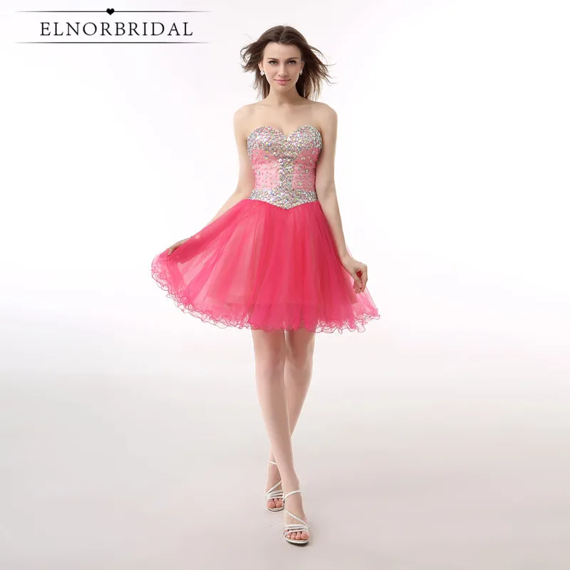 Picture Color Elnorbridal Кристалл Бисер Коктейльные платья Vestidos De коктель Elegantes Милая Короткое платье партии выпускного бала - Цвет: Picture Color