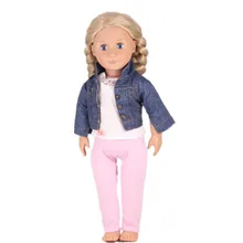 New Hot Styles Beauty Jean Jacket White Lace Shirt Pink Pants For 18 Inch American Girl