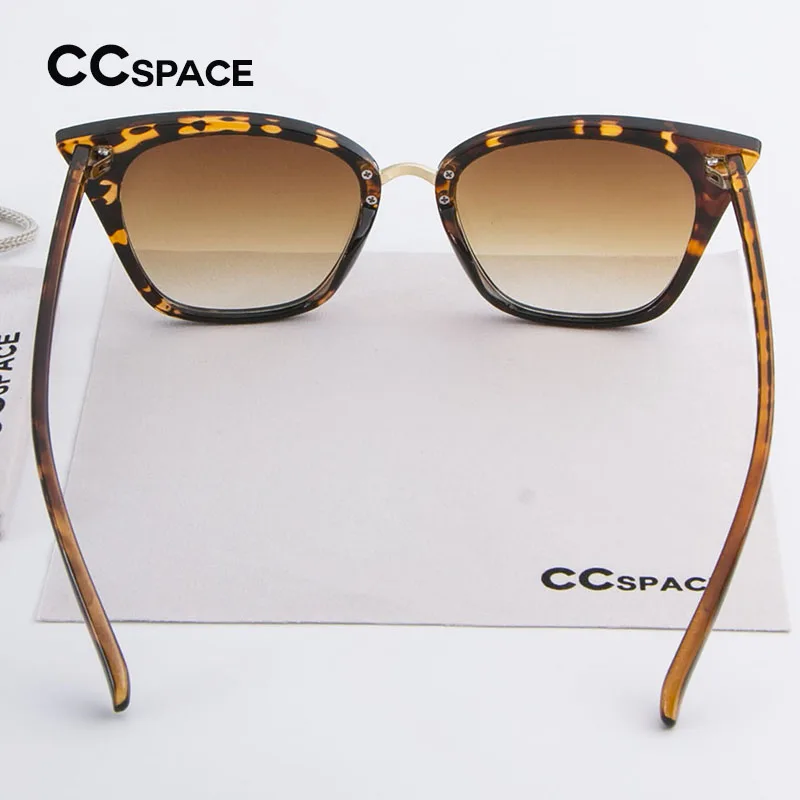 CCSPACE стильные элегантные женские солнцезащитные очки "кошачий глаз", Классические брендовые дизайнерские очки с коричневыми чайными линзами, леопардовая оправа, модные очки SU135