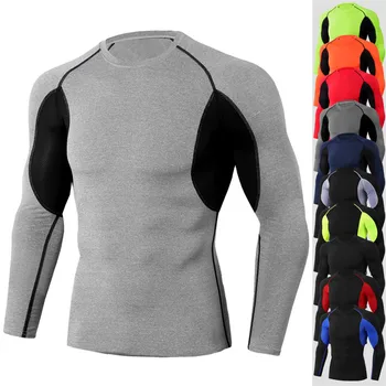 

2019 NEW Gym Sport T Shirt Men Compression Running Shirt Long Sleeve Bodybuilding Fitness T-shirt Gyms Tshirt Men Tight Rashgard