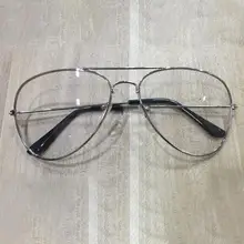 Модные унисекс большие круглые большие прозрачные линзы, Шикарные очки для глаз, винтажные Ретро очки с металлической оправой, очки из цельного сплава