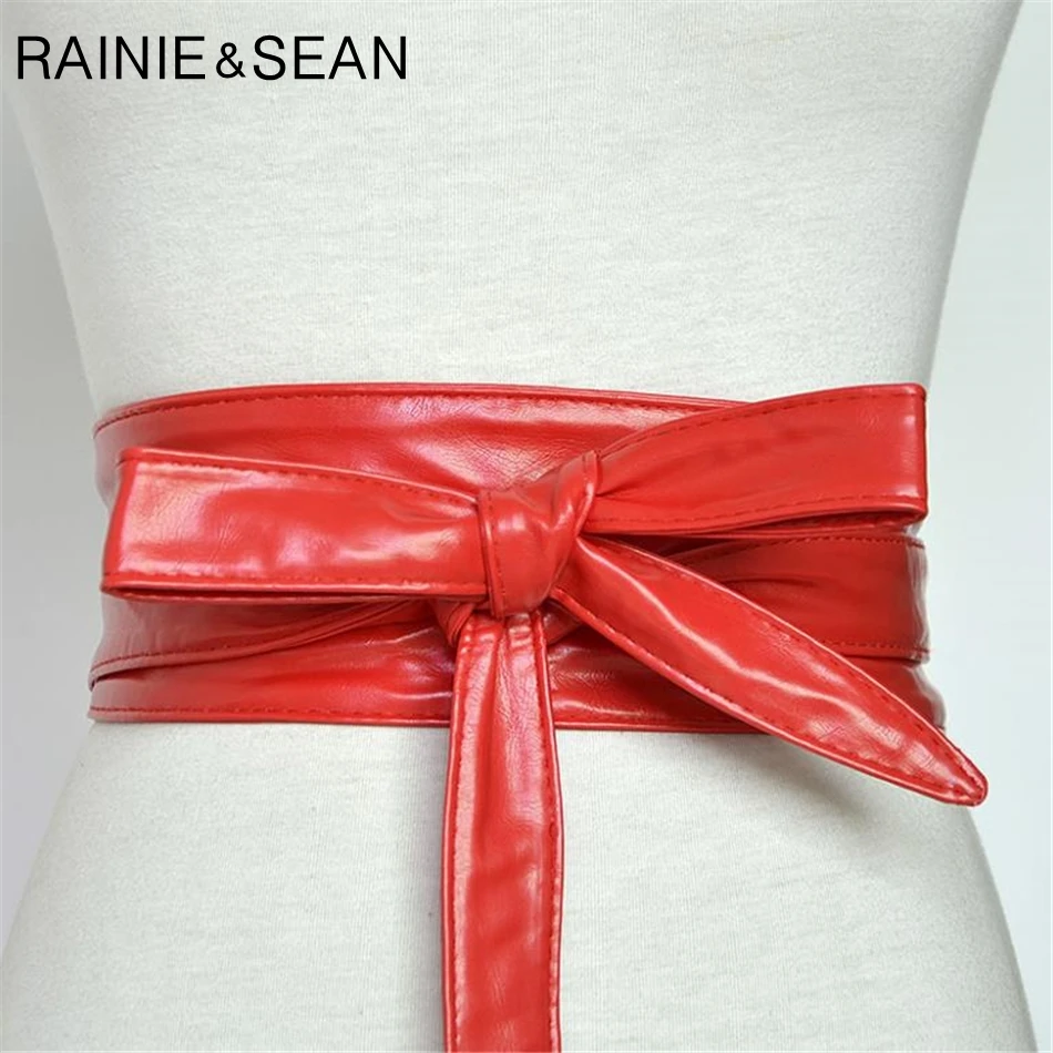 Renie SEAN женский ремень, кожаный пояс для женщин, бордовый пояс для пальто, галстук-бабочка, обертывание, брендовый Дамский модный ремень