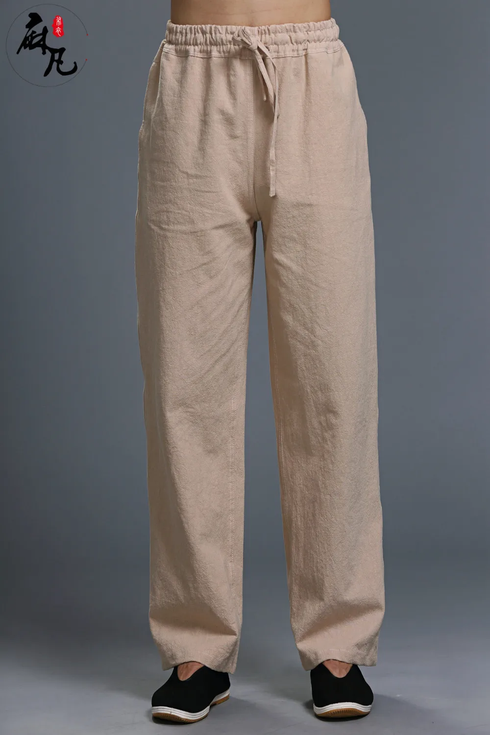 Hisenky китайские штаны для кунг-фу льняные хлопковые мужские повседневные штаны с эластичной талией спортивные штаны прямые брюки для бега