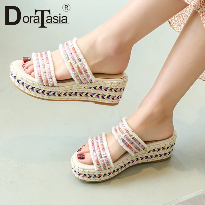 

DORATASIA 2019 Wholesale Size 34-39 Slip On Platform Summer Sandals Woman Pumps Mules Shoes Women Wedge Heels Lady Shoes
