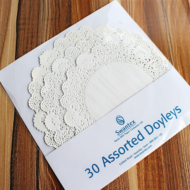 

30ps/set Muffin Cake Coasters Lace Round Paper Doilies Cheesecake Placemat Anti Oil Wedding Dinner Party Table Banquet Decor