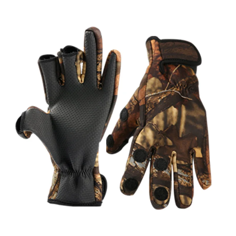 

Camouflage Fishing Gloves Hunting Gloves Elastic Anti-Slip 2 Fingers Cut Outdoor Camping Cycling Half Finger Sport Gloves Camo
