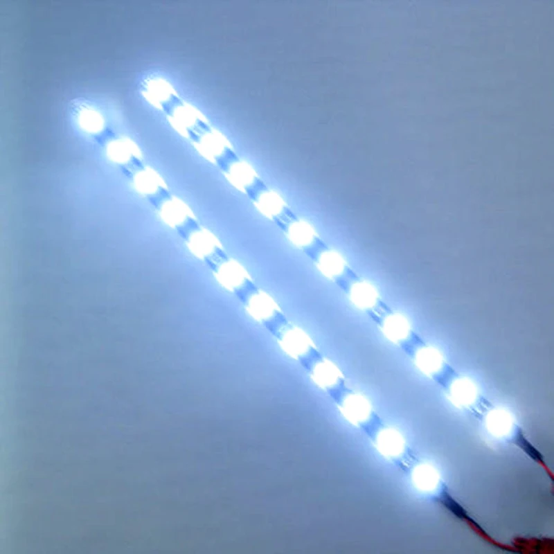 MOONBIFFY 1 шт. Водонепроницаемый Авто декоративная Гибкая Светодиодные ленты высокомощный 12V 30 см 15SMD Автомобильный светодиодный дневной светильник 5 видов цветов
