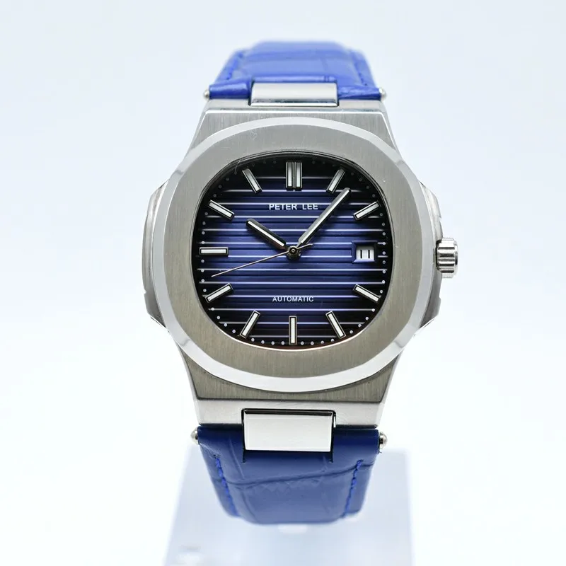 Питер Ли спортивные классические мужские часы Топ бренд кожаный ремешок механические часы модные мужские часы бизнес унисекс часы подарок - Цвет: Розовый