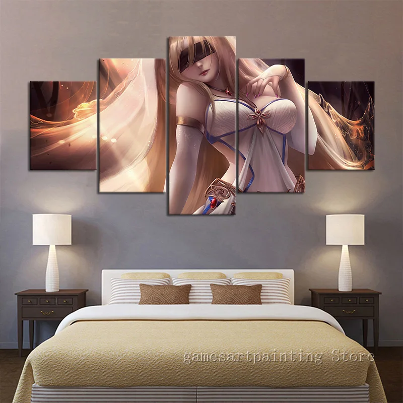 

5 Piece or 3 Piece Two Style Framework Painting Goblin Slayer Anime Poster Priestess Sexy Artwork Picture Room Decor Sticker