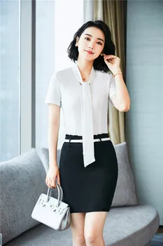 

Summer Fashion Formal Uniform Styles Office Suits With 2 Piece Tops And Skirt For Women Business Blouses & Shirts Skirt Suits