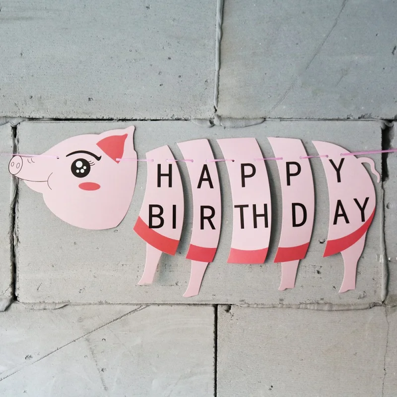 1 комплект милый баннер с днем рождения Животное Динозавр Жираф корова свинья баннер Garlandfor мальчик девочки дети день рождения украшения