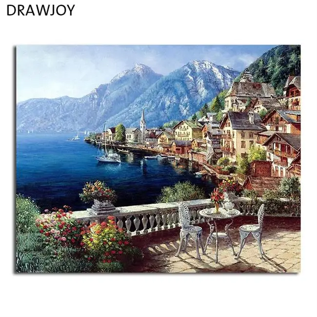 DRAWJOY Drop Shipping Framed Pictures DIY Oil Painting By Numbers Home Decor On Canvas Wall Art For Living Room 40*50cm - Цвет: as picture