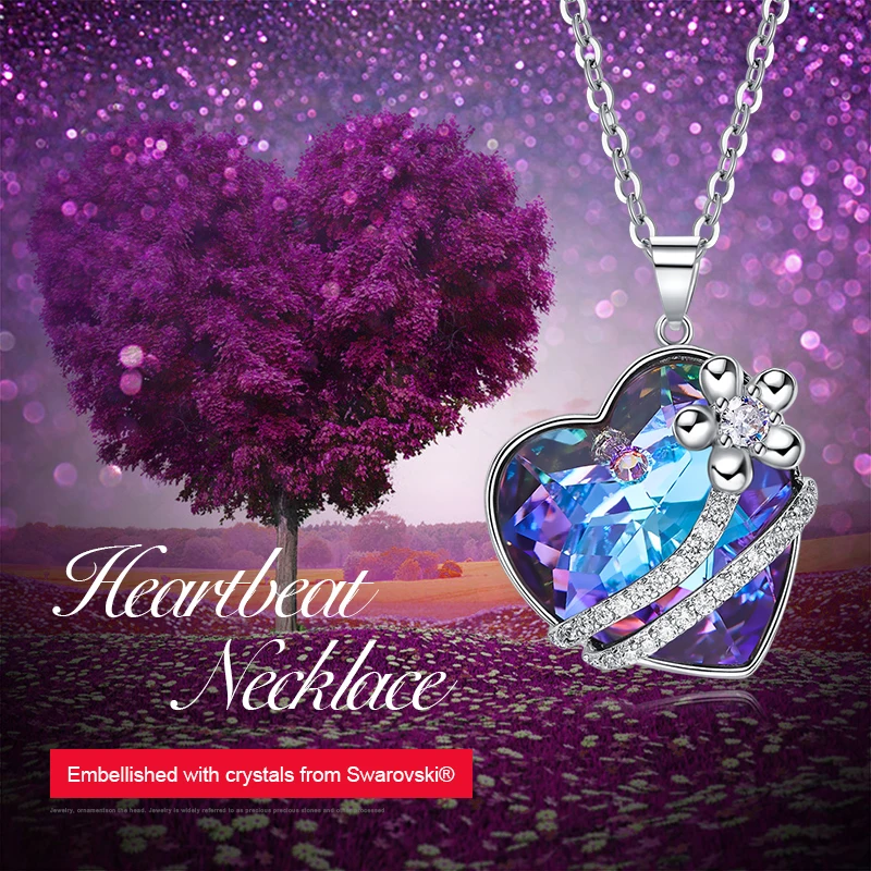 Cdyle Сердце ожерелье украшено Кристаллами Ожерелье s Подвески Parrure Bijoux Femme цветок ожерелье фиолетовый