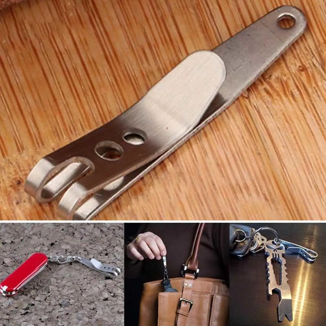 

1PC Suspension clip EDC Bag Key Ring Clip with Metal Key Ring Buckle Carabiner Stainless Steel Outdoor Quicklink Tool