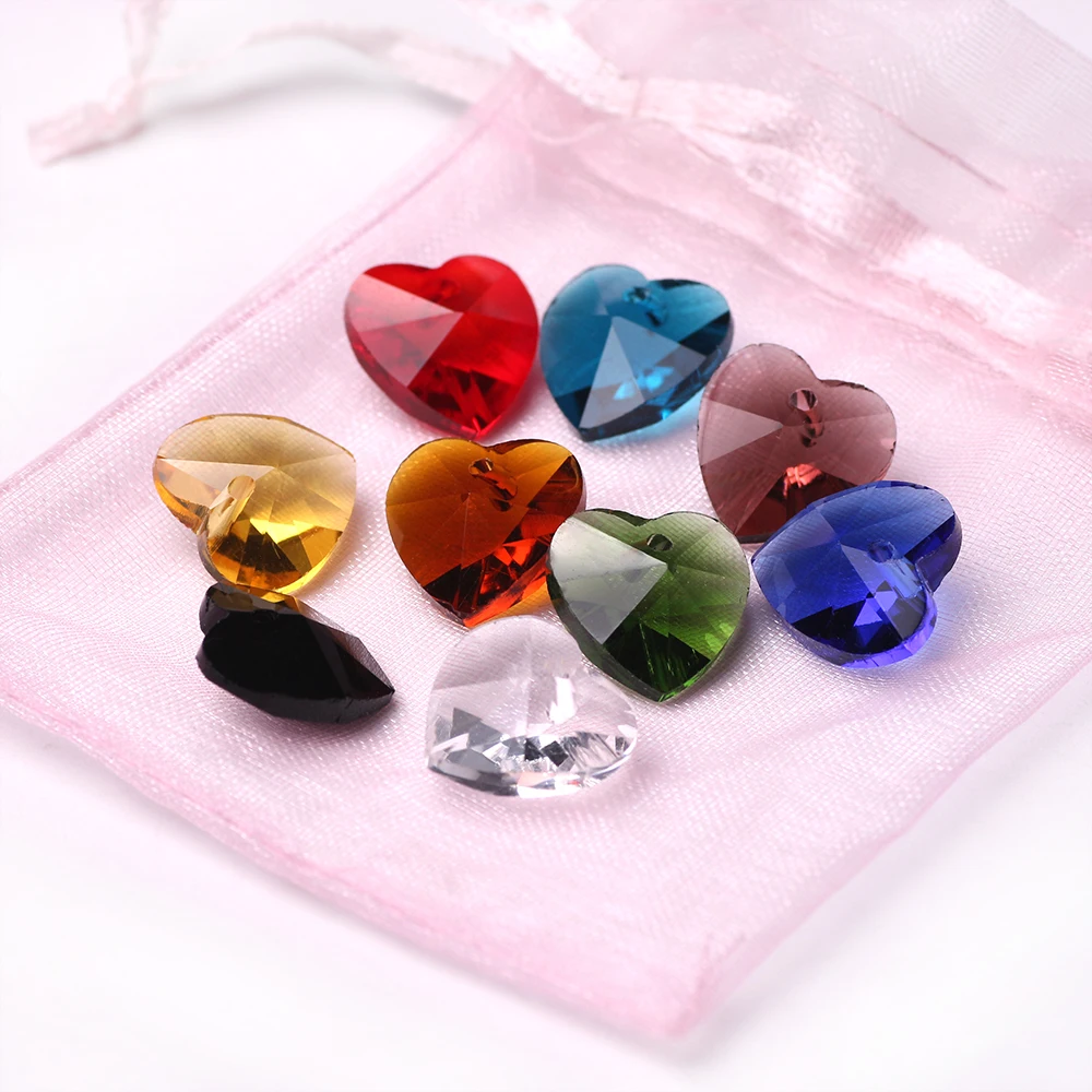 

Charms Glass Crystal Heart Faceted Beads Loose Spacer DIY 10/14mm Czech Beads Crafts Material Supplies for Jewelry Wholesale