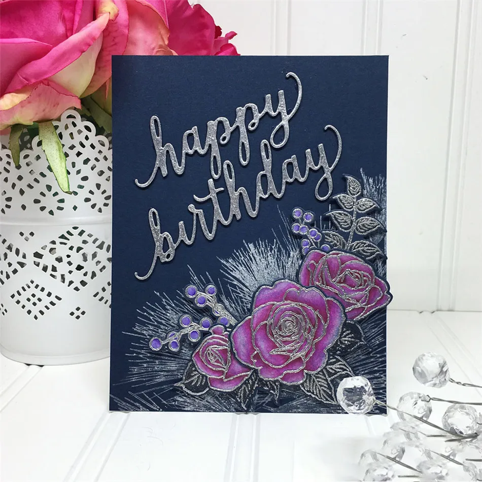

Eastshape Happy Birthday Word Dies Metal Cutting Dies Stencils Scrapbooking Embossing Photo Album Decor Card Making DIY Gift