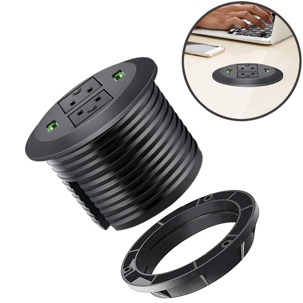 3 Inch Desk Power Grommet USB Grommet With Green Port Desk Hole Round 3-inch-desk-power-grommet-usb-grommet-with-green-port-desk-hole-round