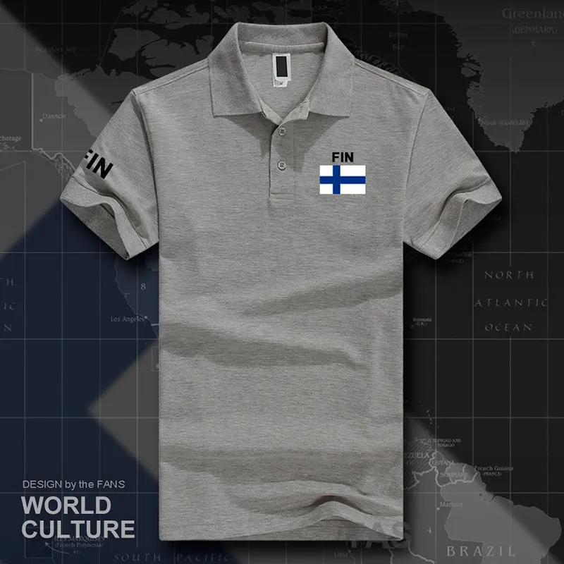 Финские мужские рубашки поло с коротким рукавом, белые бренды, с принтом для страны, хлопок, с флагом сборной страны, новинка, финский Финн Фин Фи Суоми - Цвет: polo-Gray