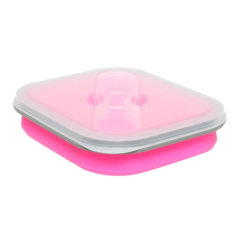 

600 ML Collapsible Bento Box Silicone Lunch Box with Spoon Eco Friendly Single Case Food Container Lunch Box for Kids for School
