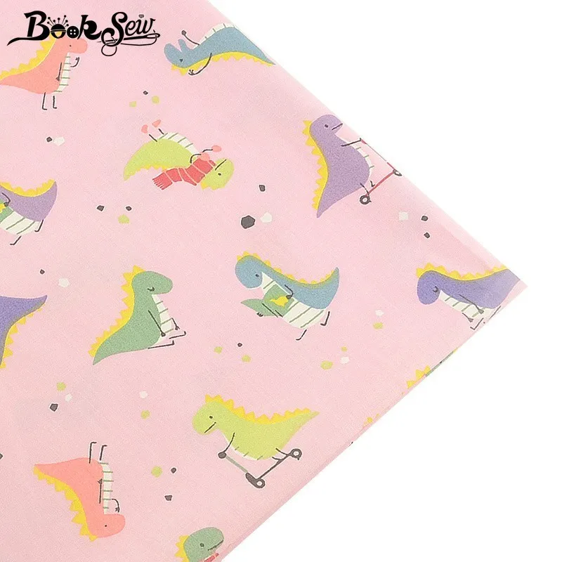 

Booksew Dinosaur Design Pink 100% Cotton Fabric Fat Quarters DIY Handmade Quilting Bedsheet Sewing Cloth Patchwork For Kid Baby