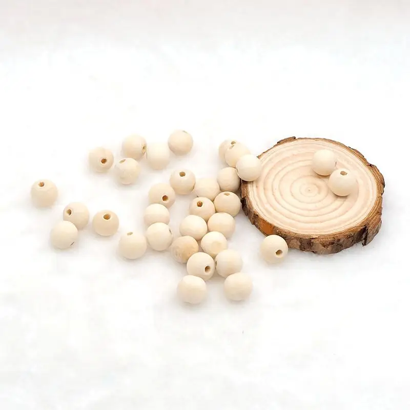 Chenkai 100 шт 10 мм натуральный мяч деревянные бусы кулон разъемы круглые детские игрушечный Бисер Дерево для Шарм для изготовления украшений вручную