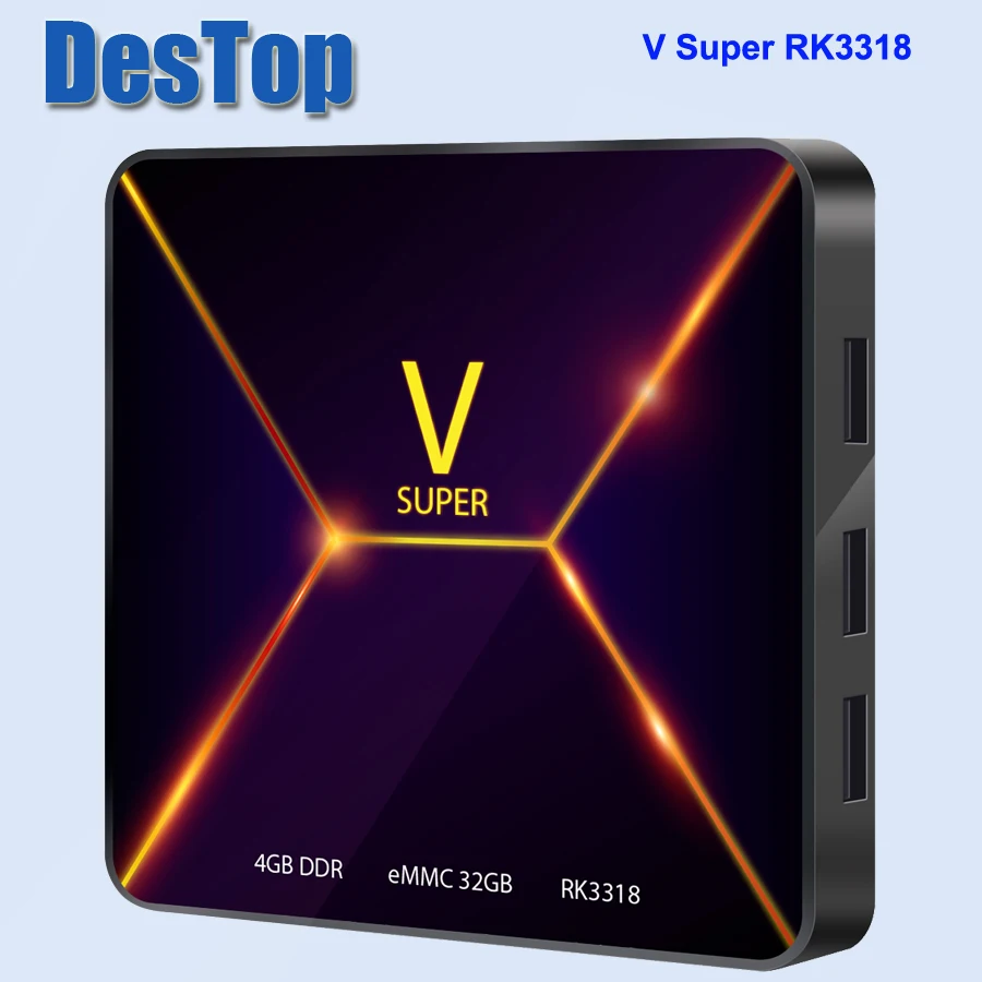 New Android 9.0 TV Box RK3318 Ram 4GB Rom 32GB Smart Internet Set Top Box 2.4G WIFI Bluetooth Support Super V