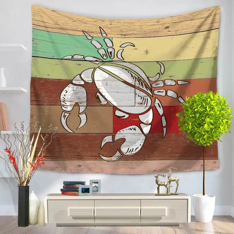 

Home Decorative Wall Hanging Carpet Tapestry Rectangle Bedspread Vintage crab Shell conch Seahorse Pattern GT1042