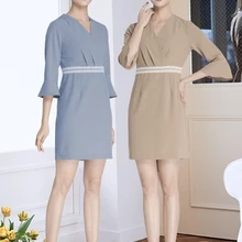 Салон красоты косметолога летнее платье корейское управление кожей спа техник Маникюр профессиональное платье