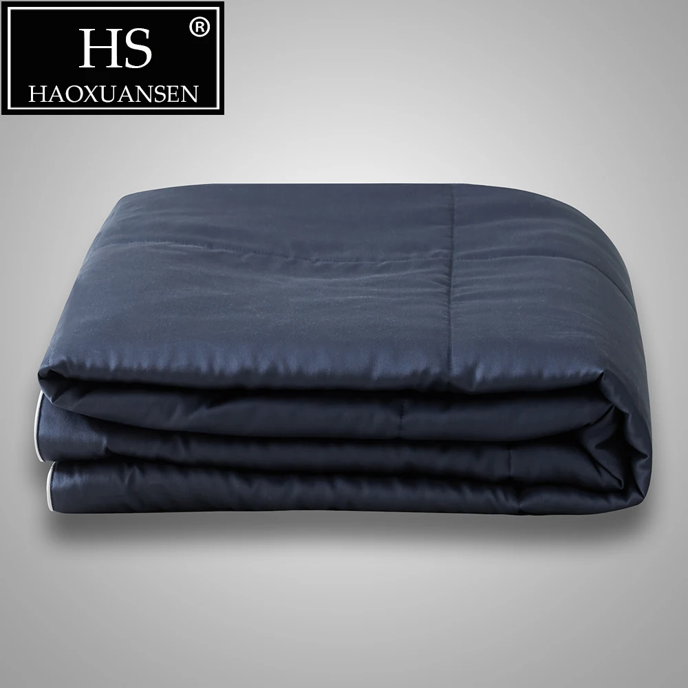 

100% Lyocell Tencel 400 Thread Count Fabric Quilt Navy Blue Summer Thin Comforter Adult Blanket Bed Cover Queen King Size Quilts