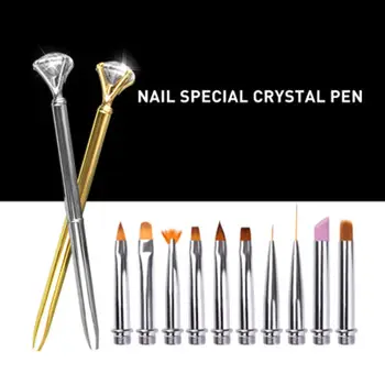 

Y-XLWN 10pcs/lot nail art painting pen gold silver suit painted pen box Nail brush Nail brush Brush eyebrow pencil