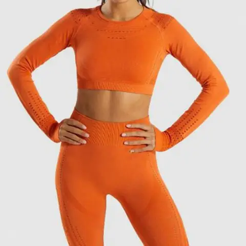 Quentes sem Costura Novas Mulheres Oco-para Fora Malha Esportes Yoga Camisas Mangas Compridas Topos Energia Fitness Ginásio Treino T-shirts