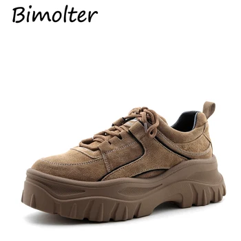 

Bimolter Scarpe Women High Heeled Sneakers Brand Designer Lace Up Shoes Thick Sole Casual Shoes Platform Sneakers Women New C074