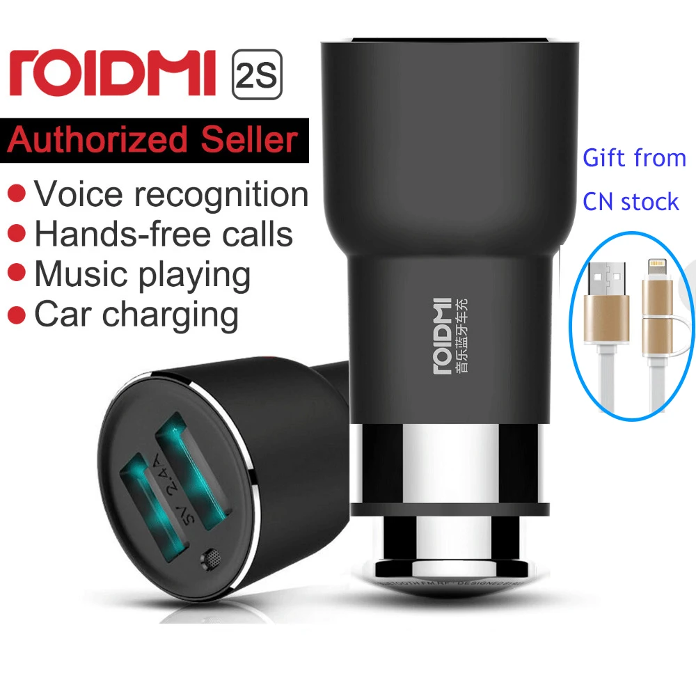 

Xiaomi Roidmi 2S Bluetooth Hands Free Speaking Wireless FM Transmitter Car Charger 5V 3.8A Adapter Mp3 Music Playing FM Radio