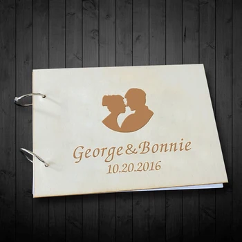 

Custom Bride and Groom Pattern Love Rustic Wedding Photo Album Bridal Shower Book for Engagement Personalized Wooden Guest Book