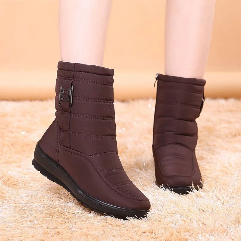 BEYARNE/женские зимние ботильоны; женские зимние ботинки на молнии; нескользящие водонепроницаемые ботинки с гибкой плюшевой стелькой; Botas - Цвет: brown