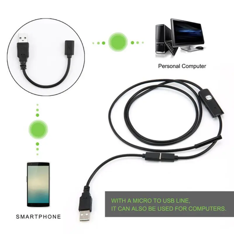 5 мм эндоскоп камера HD USB с 6 светодиодами 1 м жесткий кабель Водонепроницаемый для