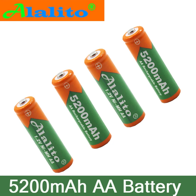 4 ~ 20'PCS/lote 1 2 V AA 5200mAh NI MH предварительная Зарядка батарея NI-MH перезаряжаемая AA5200