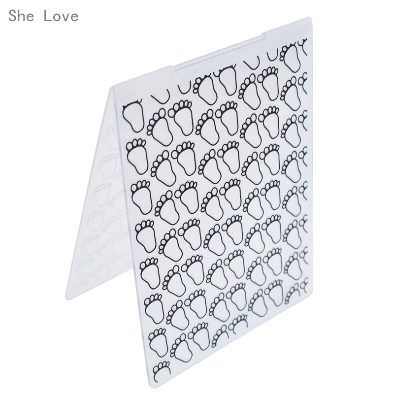 

She Love Footprint Plastic Embossing Folder Template for Scrapbook Photo Album Christmas Card Cutting Dies Template Decor