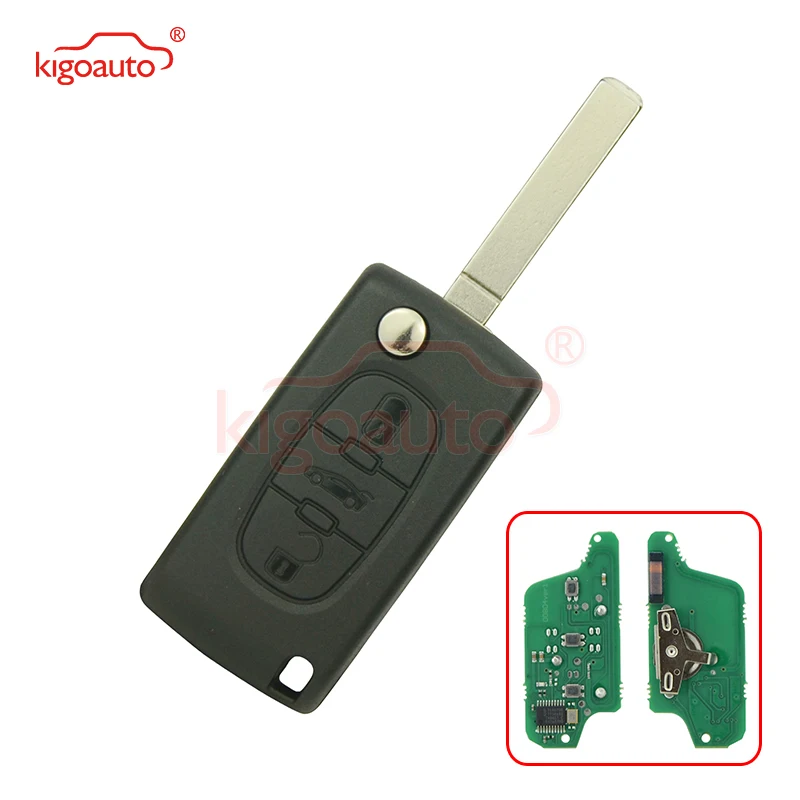 

CE0523 Flip key 3 button middle trunk button VA2 434Mhz with ID46 chip for Citroen Peugeot remote key kigoauto