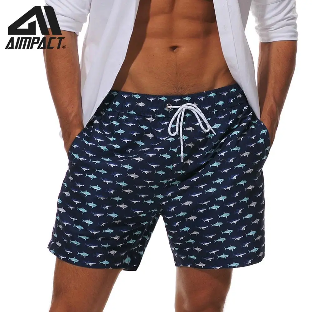 AIMPACT Mens Swimming Trunks Blue Tiny Fish Beach Board  Shorts Funny Sport Shorts With Mesh Lining Pockets Bathing Suit AM2205 surfcuz mens solid swim shorts quick dry beach board shorts with pockets and mesh lining mens summer surfing swimming trunks