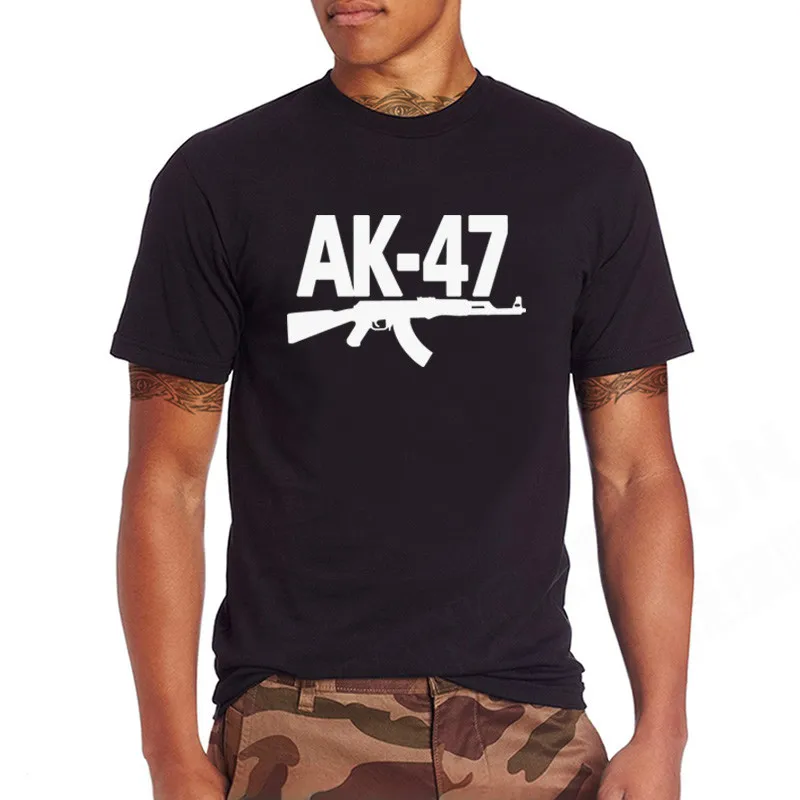 

Men Boutique 16Colors Cotton T Shirt Top quality AK-47 Gun Print T-shirt Kalashnikov AK47 Men's Tshirt Fashion Hiphop Street Tee